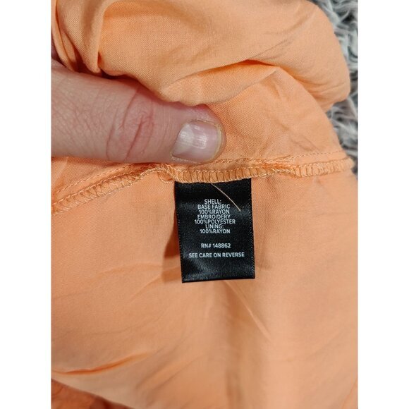 TORRID Eyelet Tie Front Tank Women SZ 1X Papaya Punch Coral V-Neck Scallop Beach - Picture 8 of 9